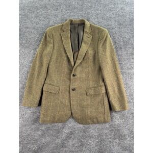 J McLaughlin Sport Coat 40 R Taupe Lambswool Tweed Windowpane Designer USA